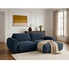 Image de Bobochic - Canapé D'Angle Compact Convertible Coffre Lucien Gros Côtelé Doux Angle Droit Bleu Foncé