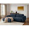 Image de Bobochic - Canapé D'Angle Compact Convertible Coffre Lucien Gros Côtelé Doux Angle Gauche Bleu Foncé