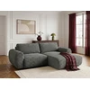 Image de Bobochic - Canapé D'Angle Compact Convertible Coffre Lucien Gros Côtelé Doux Angle Droit Gris Foncé