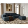 Image de Bobochic - Canapé Angle L Convertible Coffre Denise Tissu Texturé Avec Pouf Angle Gauche Bleu Foncé