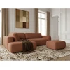 Image de Bobochic - Canapé Angle L Convertible Coffre Denise Tissu Texturé Avec Pouf Angle Gauche Orange