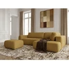 Image de Bobochic - Canapé Angle L Convertible Coffre Denise Tissu Texturé Avec Pouf Angle Droit Jaune