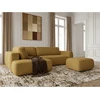 Image de Bobochic - Canapé Angle L Convertible Coffre Denise Tissu Texturé Avec Pouf Angle Gauche Jaune