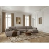 Image de Bobochic - Canapé Panoramique Convertible Coffre Denise Tissu Texturé Angle Droit Taupe