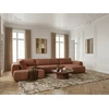 Image de Bobochic - Canapé Panoramique Convertible Coffre Denise Tissu Texturé Angle Droit Orange