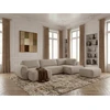 Image de Bobochic - Canapé Panoramique Convertible Coffre Denise Tissu Texturé Avec Pouf Angle Gauche Beige