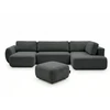 Image de Bobochic - Canapé Panoramique Convertible Coffre Denise Tissu Texturé Avec Pouf Angle Gauche Noir
