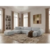 Image de Bobochic - Canapé Panoramique Convertible Coffre Denise Tissu Texturé Avec Pouf Angle Droit Gris Clair