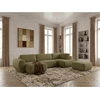 Image de Bobochic - Canapé Panoramique Convertible Coffre Denise Tissu Texturé Avec Pouf Angle Gauche Vert