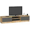 Image de Meuble TV K160 CLP Chêne Artisan Gris Graphite 160 cm avec 2 portes et 2 étagères