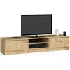 Image de TV meuble EK ARTISAN 160 cm couleur chêne haute qualité avec 2 placards