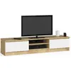 Image de Meuble TV 160 cm Chêne Artisan Blanc Moderne et Fonctionnel