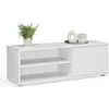 Image de Armoire TV VIVA 110 cm - Design moderne en blanc | Dimensions compactes avec 2 compartiments ouverts et 1 porte | Plateau laminé durable | Idéal pour les petits espaces