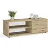 Image de Armoire TV VIVA 110 cm en finition chêne Artisan - avec 1 porte et 2 compartiments ouverts, en bois laminé double face de 16 mm, idéal pour les salons modernes