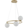 Image de Lampe suspendue décorative moderne anneau doré trois boules en verre blanc Gama Koo 3xG9 12W Sigma Lighting