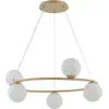 Image de Lampe suspendue décorative moderne anneau doré cinq boules en verre blanc Gama Koo 5xG9 12W Sigma Lighting