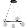 Image de Lampe décorative suspendue moderne anneau noir cinq sphères en verre blanc Gama Koo 5xG9 12W Sigma Lighting