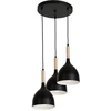 Image de Suspension Noire Mat Bois Noak 3 Abat-jours E27 Luminex