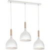 Image de Lampe suspendue sur table bandeau blanc 3 abat-jours avec éléments en bois Noak wood 3xE27 15W Luminex