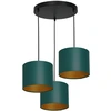 Image de Suspension Ronde Noire 3 Abat-jour Verts Or Arden E27