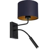 Image de Applique noire avec abat-jour bleu marine avec intérieur doré lampe de lecture 2 interrupteurs Arden 1xE27+G9 15W+8W Luminex