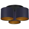 Image de Plafonnier Noir 3 Abat-jour Bleu Or Arden E27 Luminex