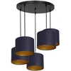 Image de Suspension Arden Noire 5 Abat-jour Bleu/or E27 Luminex