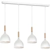 Image de Lampe suspendue blanche avec éléments en bois 4 abat-jour bande Noak wood 4xE27 15W Luminex