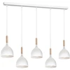 Image de Suspension Blanche Bois Noak 5xe27 Barre 122cm Luminex