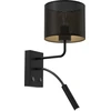 Image de Lampe murale abat-jour noir avec intérieur doré lampe de lecture 2 interrupteurs Abat-jour Loft 1xE27 15W + 1xG9 8W Luminex