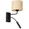 Image de Applique Noire Mate Rotin Crème Liseuse 2 Feux Luminex