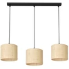 Image de Suspension Rattan 3 Abat-jour Crème Barre Noire 75cm E27
