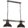 Image de Lampe À Suspension Rustique Bois Véritable Cuivre Antique Hakon