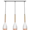 Image de Suspension Blanche 56 Cm 3 Abat-jour Or Bois E27 Luminex