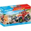 Image de PLAYMOBIL Véhicule de Pompiers avec Bidon d'Essence Enflammé, Action Heroes, Les Pompiers, 68 pièces, Dès 4 ans