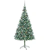 Image de Arbre de Noël artificiel pré-éclairé/boules pommes de pin 210cm
