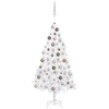Image de Arbre de Noël artificiel pré-éclairé et boules blanc 150 cm PVC
