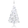 Image de Arbre de Noël artificiel pré-éclairé et boules blanc 180 cm PVC