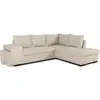 Image de Canapé d'angle convertible réversible 4 places MITCHELL - Tissu Beige - L 247 x P 91 x H 205 cm - Coffre de rangement