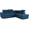 Image de Canapé d'angle convertible réversible avec coffre - 5 places - DAYTONA - Tissu bleu - 260 x 94 x 216 cm