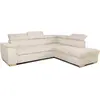 Image de Canapé d'angle convertible réversible 5 places DAYTONA - Velours côtelé beige - Coffre de rangement - L 260 x H 94 x P 216 c