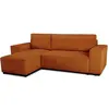 Image de Canapé d'angle convertible réversible - 4 places - JOSH - Tissu velours cotelé - Terracotta - Coffre - 242 x 155 x 86 cm