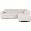 Image de Canapé d'angle convertible réversible - 4/5 places - KELIO - Velours côtelé beige - 245 x 184 x 77/87cm