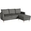 Image de Canapé D'Angle Fixe - 3 Places - Chipy - Tissu Lincoln Anthracite - Pieds Bois Nature - 192 X 82 X 138 Cm
