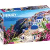 Image de Puzzle 1000 pièces Enjoy   Vue de Santorin avec des fleurs, Grèce