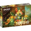 Image de Puzzle 1000 pièces Enjoy   Josef Schuster : Nature morte avec fleurs de fruits et un perroquet