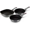 Image de Berlinger Haus Moonlight Set de poêles à frire + poêle à griller 20-24-28cm induction aluminium antiadhésif Gris