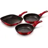 Image de Berlinger Haus Burgundy Set de poêles à frire + poêle à griller 20-24-28cm induction aluminium antiadhésif rouge