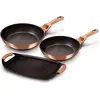 Image de Berlinger Haus Rose Gold Set de poêles à frire 22 - 26cm, plaque de gril, induction aluminium revêtement anti-adhésif or rose