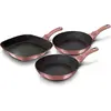 Image de Berlinger Haus I-Rose Set de poêles à frire + poêle à griller 20-24-28cm induction aluminium anti-adhésif rose
